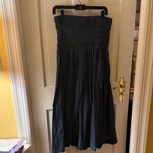 Madewell Black Strapless Maxi Dress with Smocked Bodice